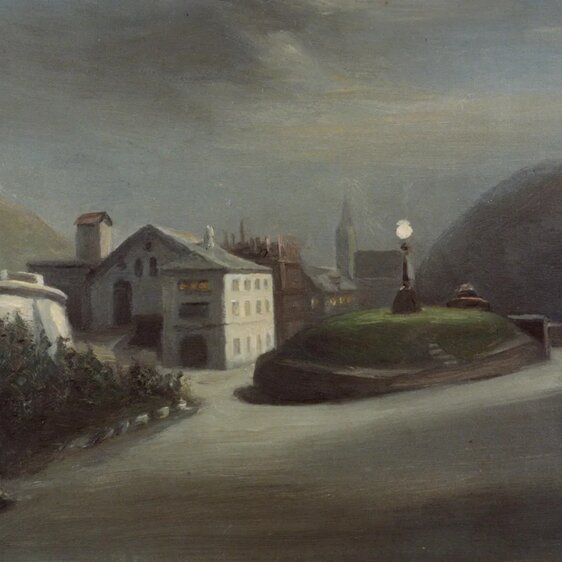 Vom Dunkel ins Licht: Die Laterne vor dem Hotel Kulm gehörte zu den ersten elektrischen Lampen in der Schweiz.