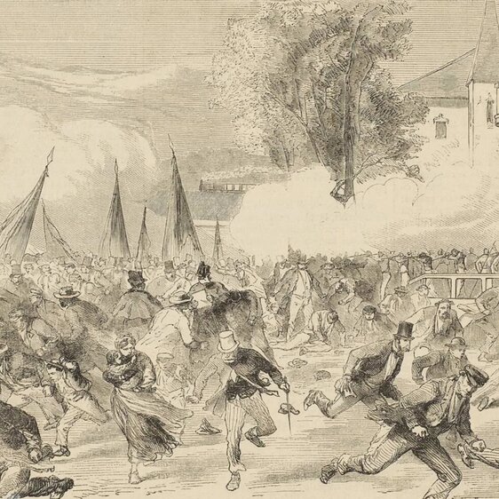 Nach den Staatsratswahlen von 1864 kam es in Genf zu gewalttätigen Auseinandersetzungen. Illustration aus Le Monde illustré vom 3. September 1864.