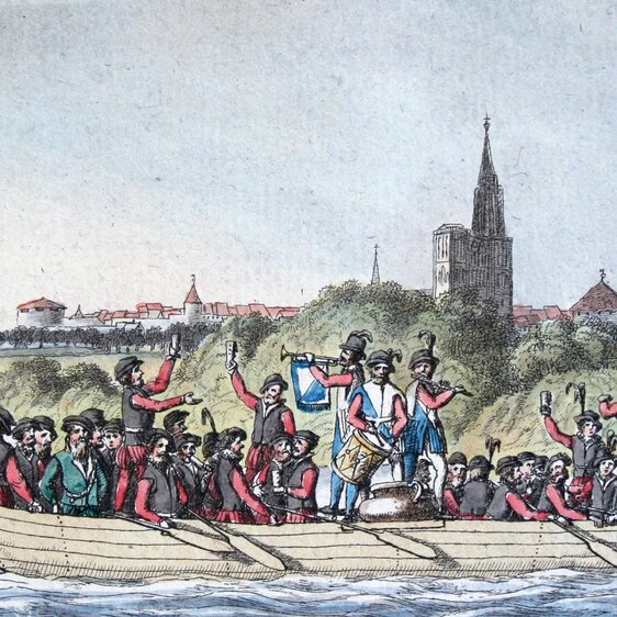 Volle Fahrt voraus nach Strassburg! Darstellung der Hirsebreifahrt, 1797.