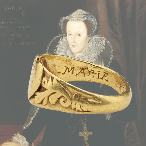 This finger ring symbolises the wearer's loyalty to Mary I of Scotland, also known as Mary Stuart.
