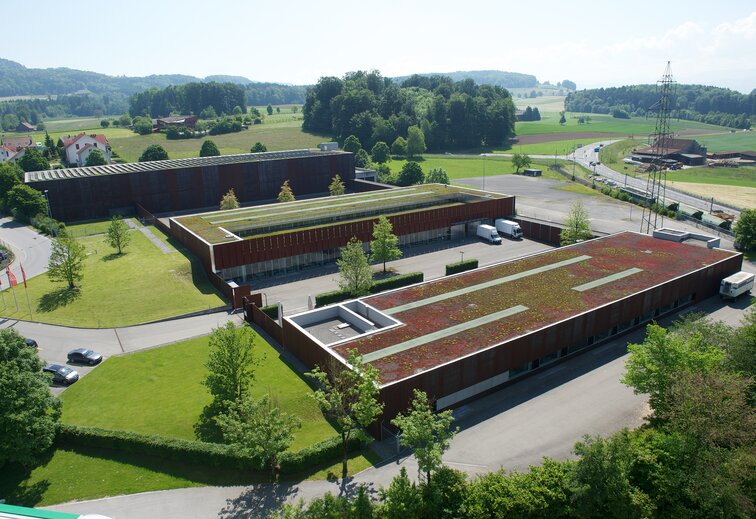 Le centre de collecte à Affoltern am Albis vu du ciel.